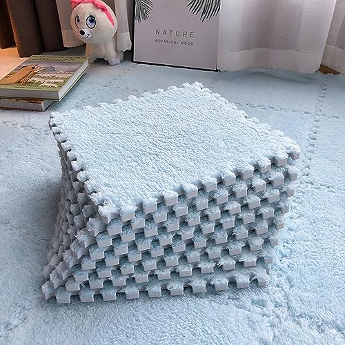 HGOuhKPlüsch-Puzzle-Schaum-Bodenmatte Plüsch-Patchwork-Teppich, 20-teilige ineinandergreifende Schaumstoff-Puzzlematte, weiche, flauschige Fliesenmatte, rutschfeste Klettermatte Ineinandergreifende Te von HGOuhK