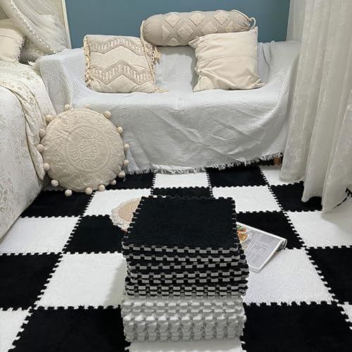 HGOuhKPlüsch-Puzzle-Schaum-Bodenmatte Schaumstoff-Puzzle-Bodenmatte, 36 Teile, ineinandergreifender, zotteliger Teppich, quadratisch, weiche, flauschige Bodenfliesen, schneidbare Bodenmatte Ineinander HGOuhKPlüsch-Puzzle-Schaum-Bodenmatte Schaumstoff-Puzzle-Bodenmatte, 36 Teile, ineinandergreifender, zotteliger Teppich, quadratisch, weiche, flauschige Bodenfliesen, schneidbare Bodenmatte Ineinander von HGOuhK