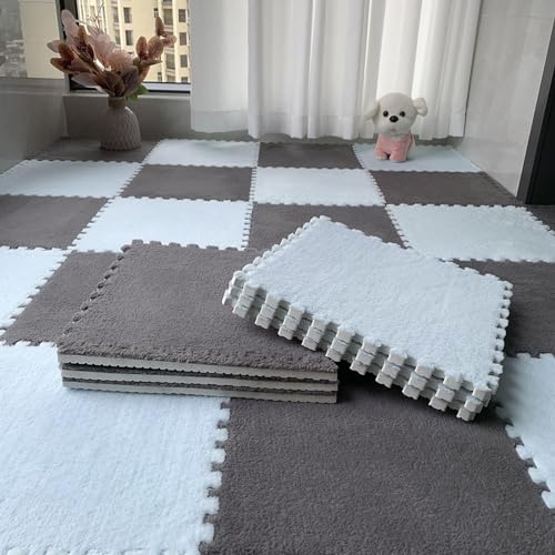 HGOuhKPlüsch-Puzzle-Schaum-Bodenmatte Weiche Plüschschaum-Bodenmatte, ineinandergreifender Puzzle-Bereichsteppich, 24-teilige bunte Klettermatte, Mattenklettern Ineinandergreifende Teppichfliesen(Gray HGOuhKPlüsch-Puzzle-Schaum-Bodenmatte Weiche Plüschschaum-Bodenmatte, ineinandergreifender Puzzle-Bereichsteppich, 24-teilige bunte Klettermatte, Mattenklettern Ineinandergreifende Teppichfliesen(Gray von HGOuhK