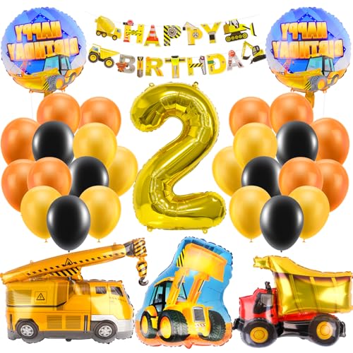 HGRGHH Bagger Deko Kindergeburtstag 2 Jahre, Baustellen Geburtstagdeko Junge, Luftballons, BAU Party Dekoration HGRGHH Bagger Deko Kindergeburtstag 2 Jahre, Baustellen Geburtstagdeko Junge, Luftballons, BAU Party Dekoration von HGRGHH
