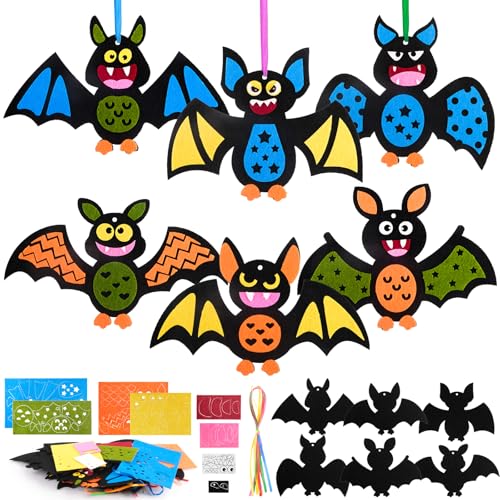 HGRGHH 12 Stück Fledermaus Bastelset für Kinder, Moosgummi Mix Kreative Kunsthandwerk, Saisonale Kreativsets und Halloween Basteln zum Dekorieren von HGRGHH