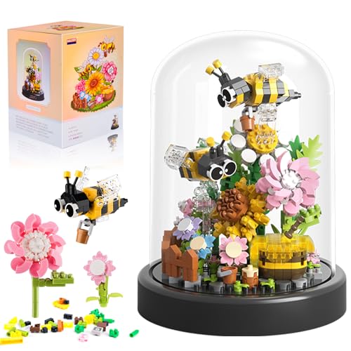HGRGHH Blumen Bausteine Set, 588 Stück Biene Blumen Micro Mini Baustein Set, Blumen Insekten Klemmbausteine mit Staubdichter Kuppel und Sockel, Geschenk für Mädchen ab 6 Jahren und Erwachsene HGRGHH Blumen Bausteine Set, 588 Stück Biene Blumen Micro Mini Baustein Set, Blumen Insekten Klemmbausteine mit Staubdichter Kuppel und Sockel, Geschenk für Mädchen ab 6 Jahren und Erwachsene von HGRGHH