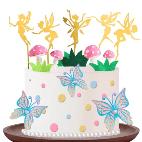 HGSHUO Pilz Tortendeko Fee Kuchen Deko Geburtstag Torte Deko Fairy Kindergeburtstag Cake Topper Schmetterling Cupcake Topper Kuchendeko Feen Muffin Geburtstagsdeko Babyparty Mädchen HGSHUO Pilz Tortendeko Fee Kuchen Deko Geburtstag Torte Deko Fairy Kindergeburtstag Cake Topper Schmetterling Cupcake Topper Kuchendeko Feen Muffin Geburtstagsdeko Babyparty Mädchen von HGSHUO