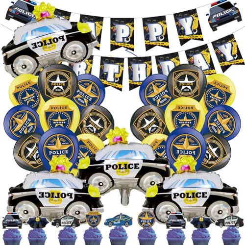 HGSHUO Polizei Geburtstag Deko Polizeiauto Folienballon Luftballons Geburtstag Tortendeko Polizei Kindergeburtstag Happy Birthday Girlande Polizei Latexballon 47 Stück HGSHUO Polizei Geburtstag Deko Polizeiauto Folienballon Luftballons Geburtstag Tortendeko Polizei Kindergeburtstag Happy Birthday Girlande Polizei Latexballon 47 Stück von HGSHUO