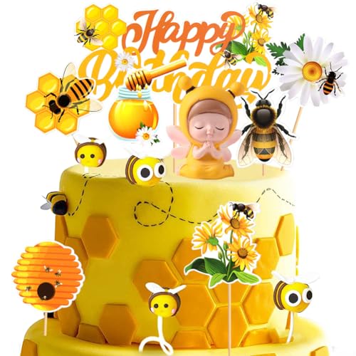 HGSHUO Tortendeko Biene Kuchen Deko Geburtstag Cake Topper Bee Gänseblümchen Torte Deko Happy Birthday Kindergeburtstag Cupcake Topper Sommerparty Kuchendeko A HGSHUO Tortendeko Biene Kuchen Deko Geburtstag Cake Topper Bee Gänseblümchen Torte Deko Happy Birthday Kindergeburtstag Cupcake Topper Sommerparty Kuchendeko A von HGSHUO