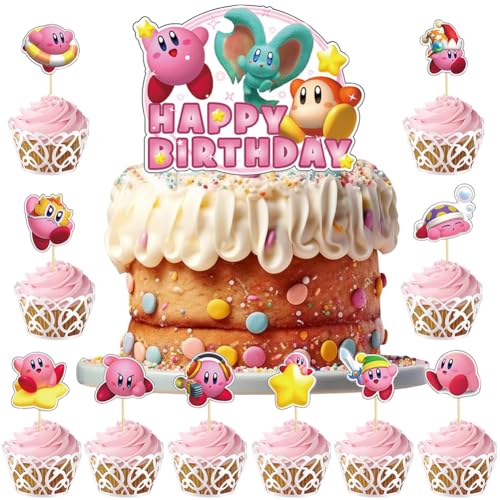 HGSHUO Tortendeko für Kirby Kuchen Deko Geburtstag Torte Deko Kindergeburtstag Cake Topper Happy Birthday Cupcake Topper für Kirby Kuchendeko Geburtstagsdeko 41 Stück HGSHUO Tortendeko für Kirby Kuchen Deko Geburtstag Torte Deko Kindergeburtstag Cake Topper Happy Birthday Cupcake Topper für Kirby Kuchendeko Geburtstagsdeko 41 Stück von HGSHUO