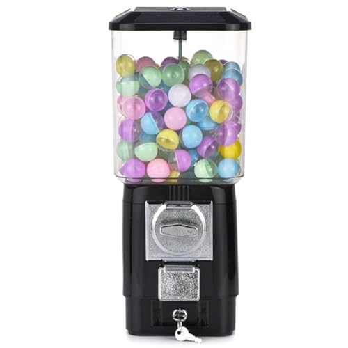 HGSTM Bonbonautomat, Münzbetriebener Kaugummiverteiler, 200 Leere Kugeln, 100 Edelstahlmarken, Münzbetriebene Kaugummibank für Spielzeugkapseln, Gummibälle, Bonbons(Black) von HGSTM