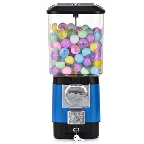 HGSTM Bonbonautomat, Münzbetriebener Kaugummiverteiler, 200 Leere Kugeln, 100 Edelstahlmarken, Münzbetriebene Kaugummibank für Spielzeugkapseln, Gummibälle, Bonbons(Blue) von HGSTM