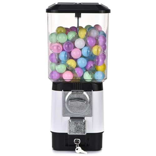 HGSTM Bonbonautomat, Münzbetriebener Kaugummiverteiler, 200 Leere Kugeln, 100 Edelstahlmarken, Münzbetriebene Kaugummibank für Spielzeugkapseln, Gummibälle, Bonbons(Silver) von HGSTM