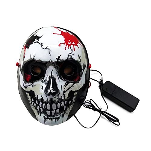 HGXLOWUA EL Leuchtende Maske Skelett Kunststoff Maske Cosplay Kostüm Requisiten für Halloween Party HGXLOWUA EL Leuchtende Maske Skelett Kunststoff Maske Cosplay Kostüm Requisiten für Halloween Party von HGXLOWUA