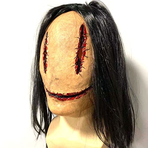 HGXLOWUA Geist Gesicht Kopfbedeckung Vollgesichtsmaske mit Haaren Cosplay Kostüm Requisiten für Halloween Party HGXLOWUA Geist Gesicht Kopfbedeckung Vollgesichtsmaske mit Haaren Cosplay Kostüm Requisiten für Halloween Party von HGXLOWUA