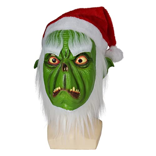 HGXLOWUA Grinches Gestohlene Weihnachten Kopfbedeckung Vollgesichtsmaske Cosplay Kostüm Requisiten für Halloween Party HGXLOWUA Grinches Gestohlene Weihnachten Kopfbedeckung Vollgesichtsmaske Cosplay Kostüm Requisiten für Halloween Party von HGXLOWUA