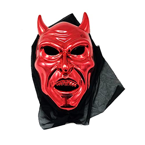 HGXLOWUA Hannya Maske Rot Kunststoff Vollgesichtsmaske mit schwarzem Tuch Cosplay Kostüm Requisiten für Osterparty von HGXLOWUA