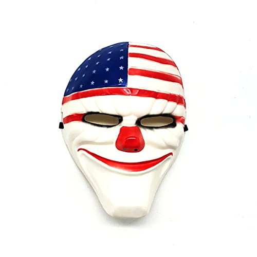 HGXLOWUA Paydays2 Flagge Clown Maske Kunststoff Vollgesichtsmaske Cosplay Kostüm Requisiten für Halloween Party HGXLOWUA Paydays2 Flagge Clown Maske Kunststoff Vollgesichtsmaske Cosplay Kostüm Requisiten für Halloween Party von HGXLOWUA