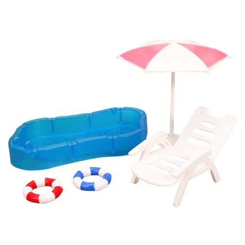 Dollhouses Miniature Beach Szene Display Set Mit Farbenfrohen Schwimmringen Pool Accessoires Für Kinder Rollenspiele von HGZHNAT