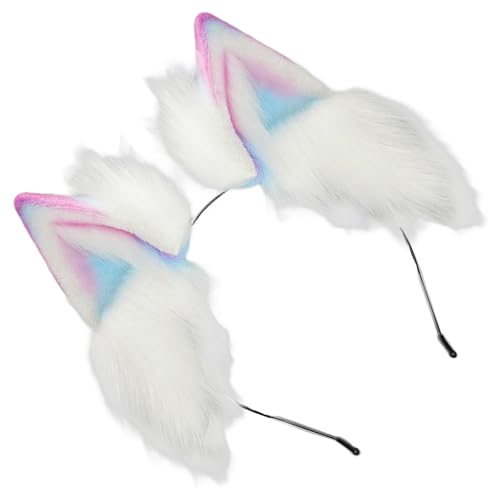 HGZHNAT Anime Themen Plüsch Katzen Ohrstirnbänder Mit Modernen Gradientenfarben Für Kostüme Halloween Daily Mode Tragen Verstellbare Cosplays Stirnbänder von HGZHNAT