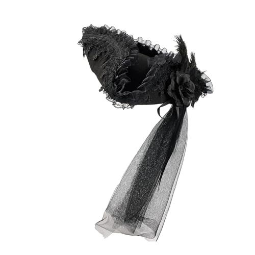 HGZHNAT Dark Series Tricorn Mit Spitzenverkleidung Und Blumenkern Für Historische Nachstellungen Piraten Themenpartys Ankleidungsverkleidung Historischer Nachstellungskolonialhut HGZHNAT Dark Series Tricorn Mit Spitzenverkleidung Und Blumenkern Für Historische Nachstellungen Piraten Themenpartys Ankleidungsverkleidung Historischer Nachstellungskolonialhut von HGZHNAT