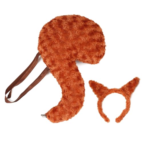 HGZHNAT Eichhörnchen Ohren Und Schwanzbetiere Eichhörnchen Kostüm Ohren Stirnband Heck Halloween Cosplay Kostüme Tierkostüm von HGZHNAT
