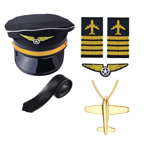 HGZHNAT Erwachsene Flug Captain Outfits Captain Hat Uniform Uniette Hals Tie Airline Captain Kostüm Flugbegleiter Cosplay Set HGZHNAT Erwachsene Flug Captain Outfits Captain Hat Uniform Uniette Hals Tie Airline Captain Kostüm Flugbegleiter Cosplay Set von HGZHNAT