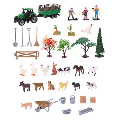 HGZHNAT Komplette Farm Collection Spielzeug 49 Realistische Miniaturen Animal Vieh Ausrüstung Und Werkzeuge Anlagenmodelle Zubehör Farm Szenengebäude Set von HGZHNAT