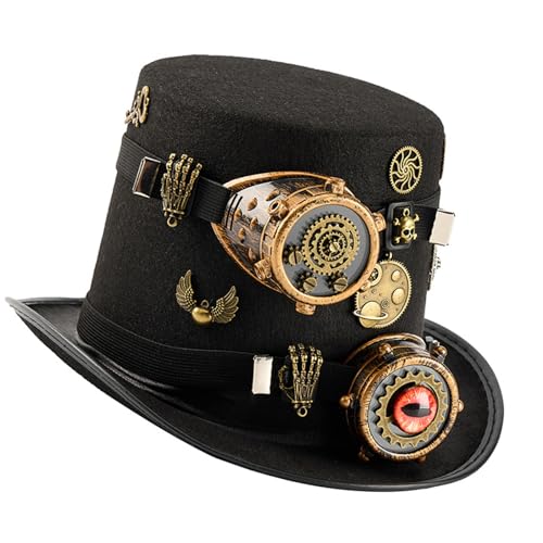 HGZHNAT Punk Top Partys Metallbrillen Angebauter Filzkappen Kostüm Dekore Halloween Piratenzubehör Für Rollenspiele Victorian Eyepatch Filzhut HGZHNAT Punk Top Partys Metallbrillen Angebauter Filzkappen Kostüm Dekore Halloween Piratenzubehör Für Rollenspiele Victorian Eyepatch Filzhut von HGZHNAT