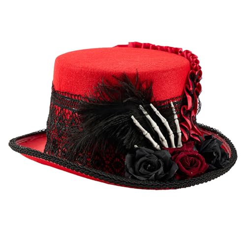 HGZHNAT Victorian Theme Top Kostüm Requisiten Kopfbedeckung Mit Dunklem Blumen Skelett Hand Und Spitzen Design Für Erwachsene Kostümveranstaltung Victorian von HGZHNAT