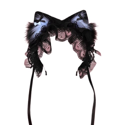 Pelze Katzen Füchse Ohren Hairhoop Kopfbedeckung Anime Kospart Party Cosplay Halloween Kostüm Lolitas Maid Stirnband Haarband Lolitas Kopfbedeckung von HGZHNAT