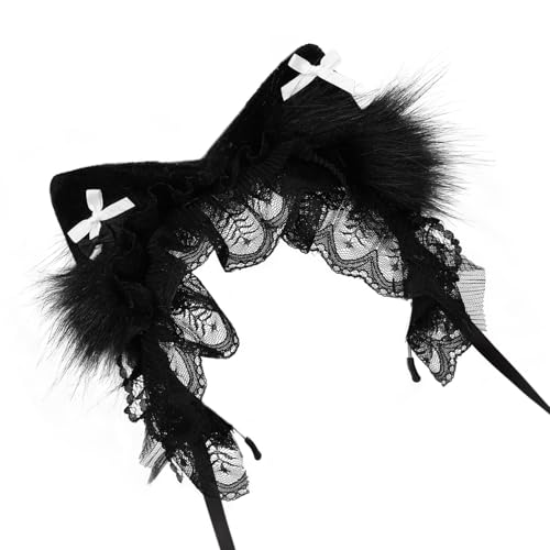 Pelze Katzen Füchse Ohren Hairhoop Kopfbedeckung Anime Kospart Party Cosplay Halloween Kostüm Lolitas Maid Stirnband Haarband Lolitas Kopfbedeckung von HGZHNAT