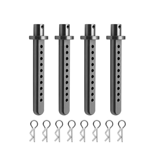 HGtAeW 1 Satz Karosseriesäulen aus Aluminium zur Befestigung der festen Säulen der Fahrzeugschale mit R-Clip-Modell, kompatibel mit 1/10 Remote Track-Autozubehör(Titanium) von HGtAeW