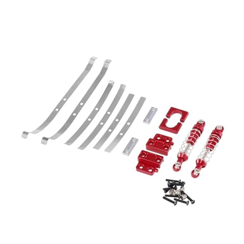 Kompatibel mit MN1/12 MN82 LC79 1/12 Fernbedienung Hinterachse Feste Hintere Stoßdämpfer Feder Stahlplatte Metall Zubehör(Red) von HGtAeW