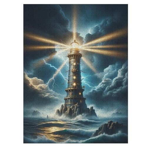 500-teiliges Puzzles, Leuchtturm -Puzzle Für Erwachsene Kinder,Holzbrettpuzzle,Erwachsenenpuzzles,Geschenke 55×41cm von HHCXX