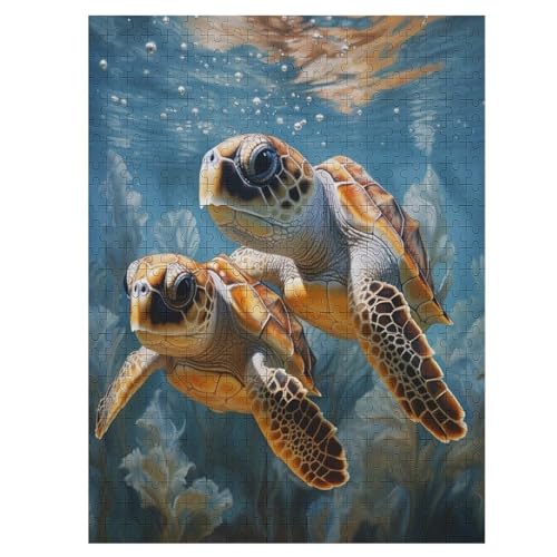 500-teiliges Puzzles, Schildkröte -Puzzle Für Erwachsene Kinder,Holzbrettpuzzle,Erwachsenenpuzzles,Geschenke 55×41cm von HHCXX