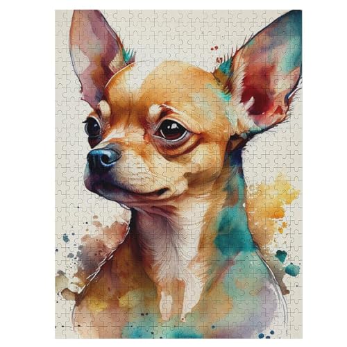 Chihuahua 500 Teile Puzzles Für Erwachsene Holzpuzzle Familienpuzzlespiel Stressabbau-Puzzle Für Erwachsene Kinder Ab 12 Jahren 55×41cm von HHCXX