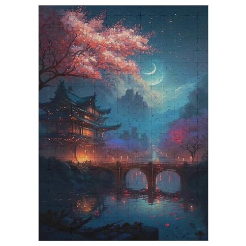 Holzpuzzles 300 Teile Japan Style -Puzzle Für Jungen Und Mädchen, Schwierigkeitsgrad, Lernspiele, Familienspielzeug 42×30cm von HHCXX