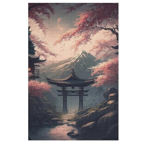 Kirschbaumkunst Japan Puzzles 1000 Teile Erwachsener Kniffel Spaß, Holzpuzzle Kinder Erwachsene, Impossible Puzzle Schwer 78×53cm von HHCXX