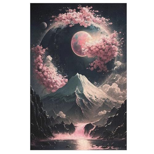 Kirschbaumkunst Japan Puzzles 1000 Teile Erwachsener Kniffel Spaß, Holzpuzzle Kinder Erwachsene, Impossible Puzzle Schwer 78×53cm von HHCXX