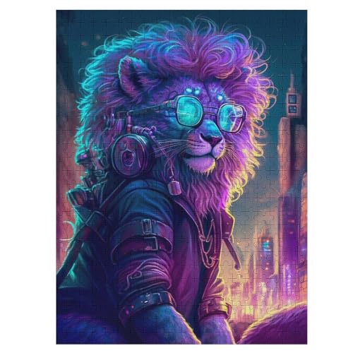 Löwe Holzpuzzle 500 Teile Klassische Puzzles Erwachsene Kinder Puzzle DIY Kit Holzspielzeug Einzigartiges Geschenk 55×41cm von HHCXX