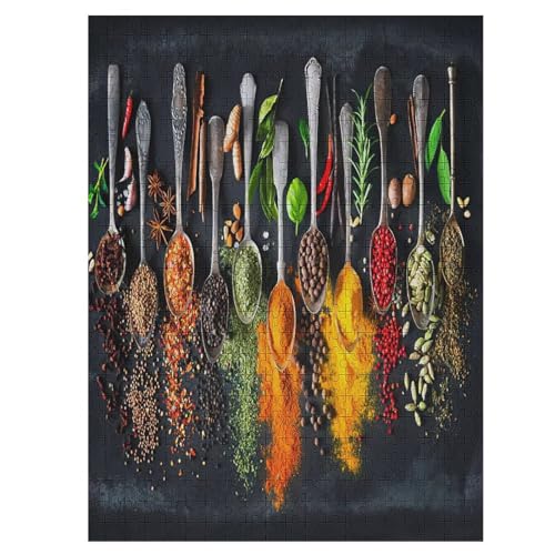 Puzzle 500 Teile Kräuter und Gewürze Holzpuzzle Für Erwachsene Lernspiel Herausforderungsspielzeug The Puzzles Für Erwachsene Kinder 55×41cm von HHCXX