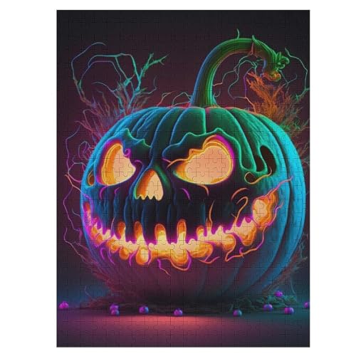 Puzzle Für Erwachsene 500 Teiliges Halloween-Kürbis Puzzles Für Erwachsene Holzbrettpuzzles Denksportaufgaben Für Erwachsene 55×41cm von HHCXX