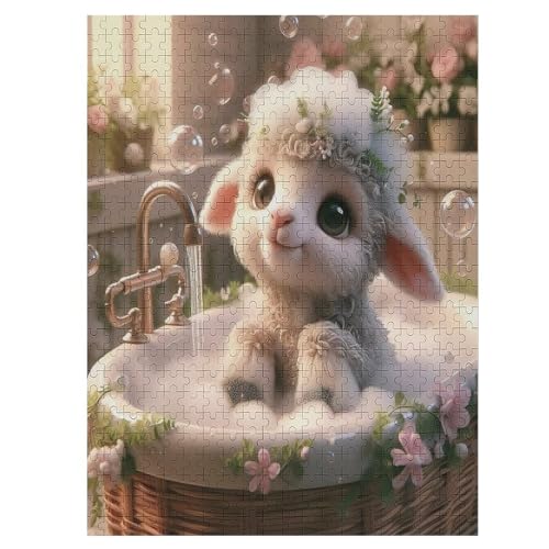 Puzzle Für Kinder, Süßes Schaf -Puzzles Für Erwachsene, 500-teiliges Holzpuzzle Für Jugendliche Und Erwachsene, Tolles 55×41cm Puzzle Für Kinder, Süßes Schaf -Puzzles Für Erwachsene, 500-teiliges Holzpuzzle Für Jugendliche Und Erwachsene, Tolles 55×41cm von HHCXX