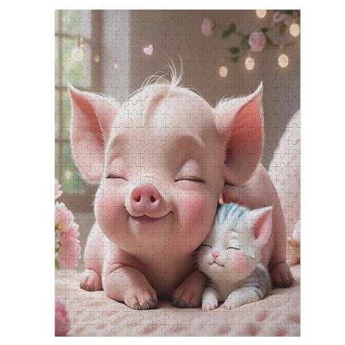 Puzzles Für Erwachsene Cute Schwein, 500 Teile, Puzzle Aus Holz Für Erwachsene Und Kinder Ab 12 Jahren, Lernspielzeug 55×41cm Puzzles Für Erwachsene Cute Schwein, 500 Teile, Puzzle Aus Holz Für Erwachsene Und Kinder Ab 12 Jahren, Lernspielzeug 55×41cm von HHCXX