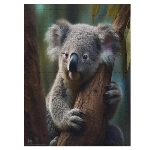 Puzzles Für Erwachsene Koala,500-teilige Puzzle Für Erwachsene Und Kinder Ab 12 Jahren, Holzpuzzles Für Die Heimdekoration, 55×41cm von HHCXX