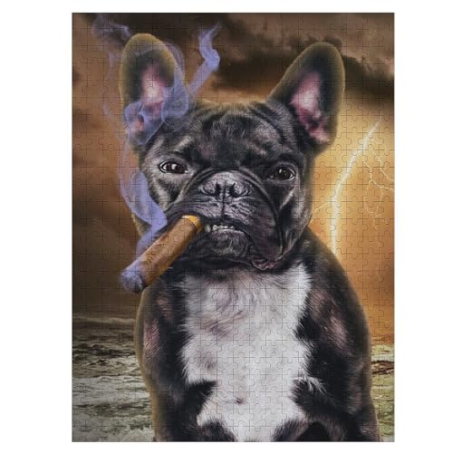 Puzzles Für Erwachsene: Französische Bulldogge with Cigar, 500-teiliges Holzpuzzle Für Erwachsene Und Kinder Ab 12 Jahren. Für Erwachsene 55×41cm Puzzles Für Erwachsene: Französische Bulldogge with Cigar, 500-teiliges Holzpuzzle Für Erwachsene Und Kinder Ab 12 Jahren. Für Erwachsene 55×41cm von HHCXX