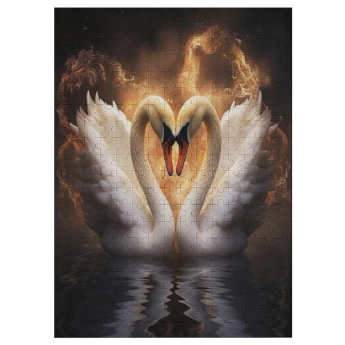Schwan Holzpuzzle 300 Teile Klassische Puzzles Erwachsene Kinder Puzzle DIY Kit Holzspielzeug Einzigartiges Geschenk 42×30cm von HHCXX