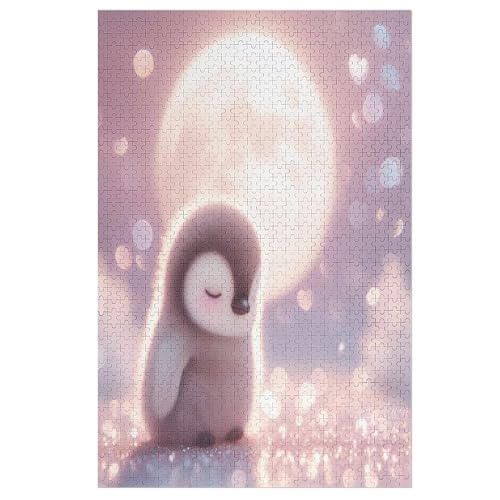 Süßer Pinguin Puzzles 1000 Teile Erwachsener Kniffel Spaß Für Die Ganze Familie, Holzpuzzle Kinder Erwachsene, Impossible Puzzle Schwer 78×53cm von HHCXX