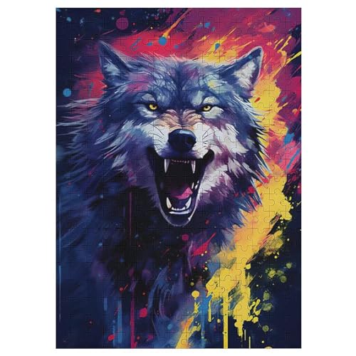 Wolf 300 Teile Puzzles, Wood Craft, Hochwertiges Modernes Puzzle, DIY, Für Erwachsene Und Kinder Ab 12 Jahren, 42×30cm von HHCXX
