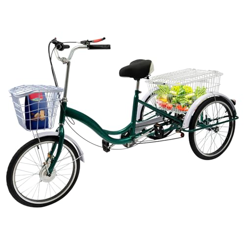 Dreirad 3 Rad Fahrräder Ältere Senioren Trike Fahrrad mit Körben 170x60cm 6 Speed Trike 20'' Räder Vorder und Hinterrad Trommelbremsen Grün Dreirad 3 Rad Fahrräder Ältere Senioren Trike Fahrrad mit Körben 170x60cm 6 Speed Trike 20'' Räder Vorder und Hinterrad Trommelbremsen Grün von HHEMSTD