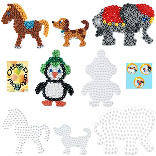 HAMA Bügelperlen-Bastel-Set midi-Stift-Platten-Set midi Tierkinder : Pinguin + Hund + Elefant + Pferd #15 von HHO