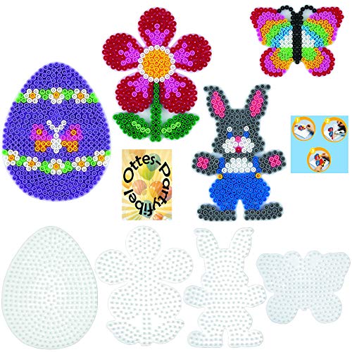 HAMA Stiftplatten-Set midi Ostern Osterei + Schmetterling+ Häschen + Blume #5 von HHO