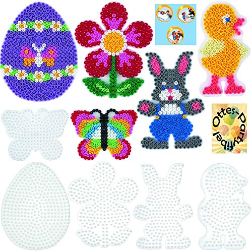 HAMA Stiftplatten-Set midi Ostern Osterei + Schmetterling + Küken + Häschen + Blume #7 von HHO